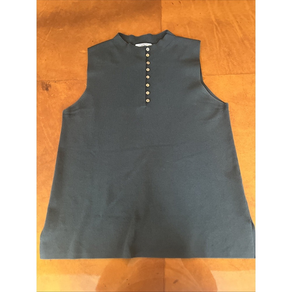 MM. Lafleur Knit Top XL The Malki Ash Gray Jardigan Mock Neck Button
